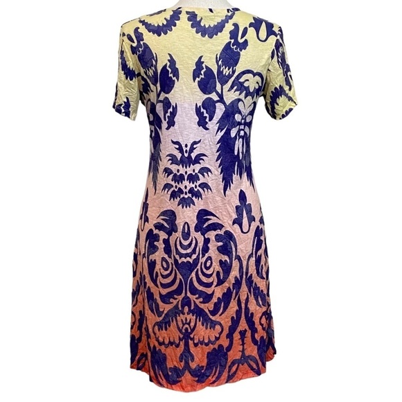 DAVID CLINE - OMBRE - MULTICOLORED FIT & FLARE T-SHIRT STYLE COMFORT  DRESS B3 - Picture 3 of 10